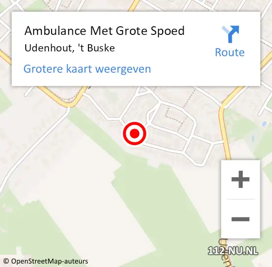 Locatie op kaart van de 112 melding: Ambulance Met Grote Spoed Naar Udenhout, 't Buske op 30 maart 2017 19:44