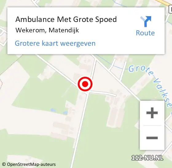 Locatie op kaart van de 112 melding: Ambulance Met Grote Spoed Naar Wekerom, Matendijk op 30 maart 2017 20:20
