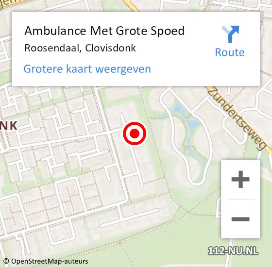 Locatie op kaart van de 112 melding: Ambulance Met Grote Spoed Naar Roosendaal, Clovisdonk op 30 maart 2017 20:52