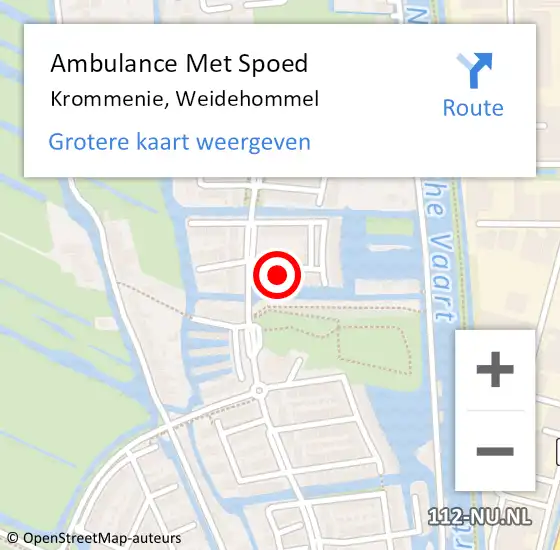 Locatie op kaart van de 112 melding: Ambulance Met Spoed Naar Krommenie, Weidehommel op 30 maart 2017 22:58