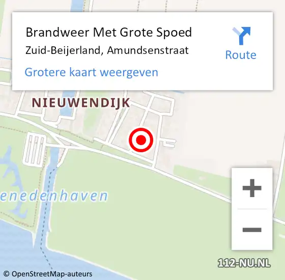 Locatie op kaart van de 112 melding: Brandweer Met Grote Spoed Naar Zuid-Beijerland, Amundsenstraat op 30 maart 2017 23:38