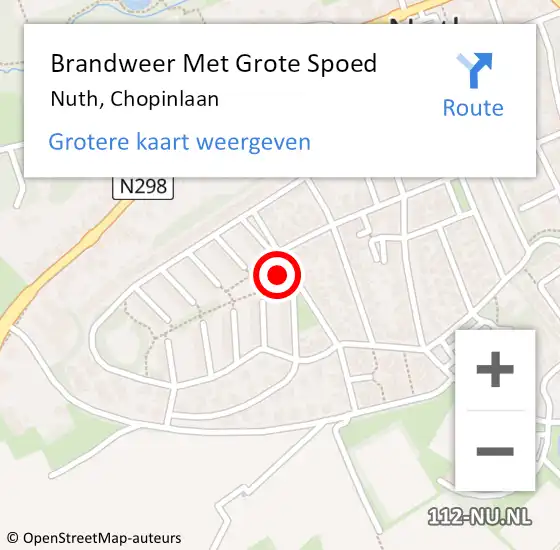 Locatie op kaart van de 112 melding: Brandweer Met Grote Spoed Naar Nuth, Chopinlaan op 30 maart 2017 23:46