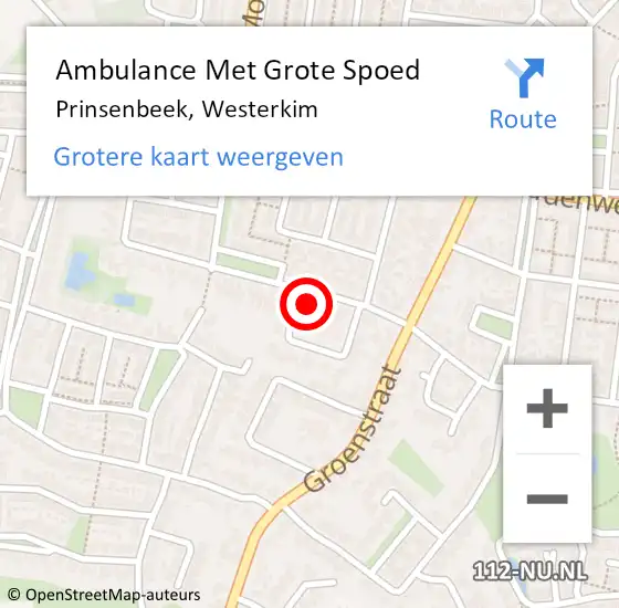 Locatie op kaart van de 112 melding: Ambulance Met Grote Spoed Naar Prinsenbeek, Westerkim op 30 maart 2017 23:56