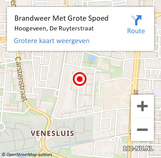 Locatie op kaart van de 112 melding: Brandweer Met Grote Spoed Naar Hoogeveen, De Ruyterstraat op 31 maart 2017 00:40