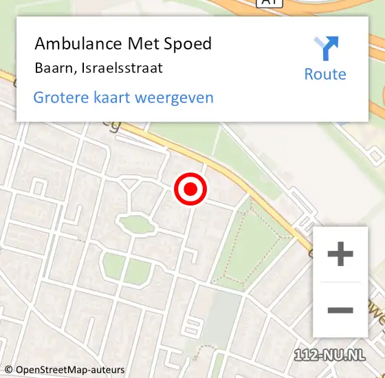 Locatie op kaart van de 112 melding: Ambulance Met Spoed Naar Baarn, Israelsstraat op 31 maart 2017 00:58