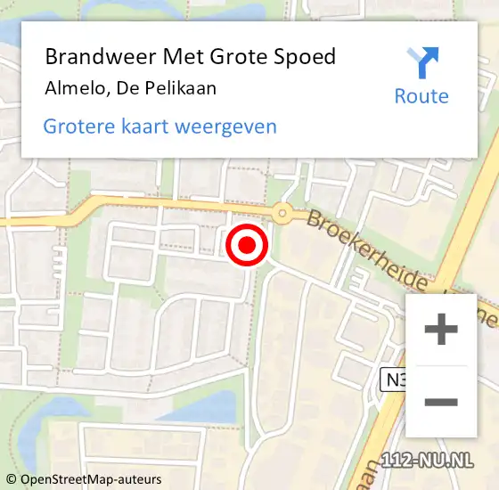 Locatie op kaart van de 112 melding: Brandweer Met Grote Spoed Naar Almelo, De Pelikaan op 31 maart 2017 02:46