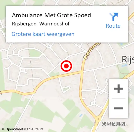 Locatie op kaart van de 112 melding: Ambulance Met Grote Spoed Naar Rijsbergen, Warmoeshof op 31 maart 2017 05:34