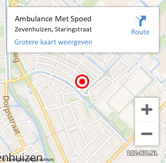 Locatie op kaart van de 112 melding: Ambulance Met Spoed Naar Zevenhuizen, Staringstraat op 31 maart 2017 06:11