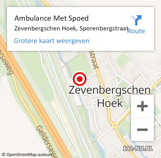 Locatie op kaart van de 112 melding: Ambulance Met Spoed Naar Zevenbergschen Hoek, Sporenbergstraat op 31 maart 2017 06:24