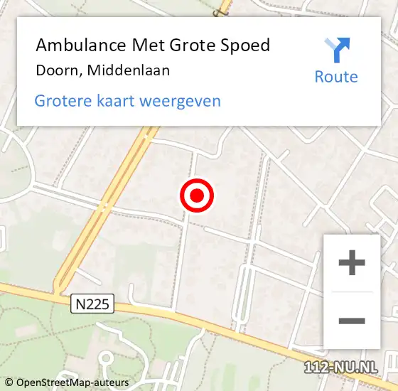 Locatie op kaart van de 112 melding: Ambulance Met Grote Spoed Naar Doorn, Middenlaan op 31 maart 2017 07:34