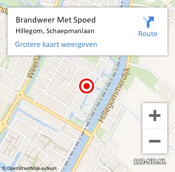 Locatie op kaart van de 112 melding: Brandweer Met Spoed Naar Hillegom, Schaepmanlaan op 31 maart 2017 07:53