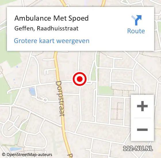 Locatie op kaart van de 112 melding: Ambulance Met Spoed Naar Geffen, Raadhuisstraat op 31 maart 2017 07:59