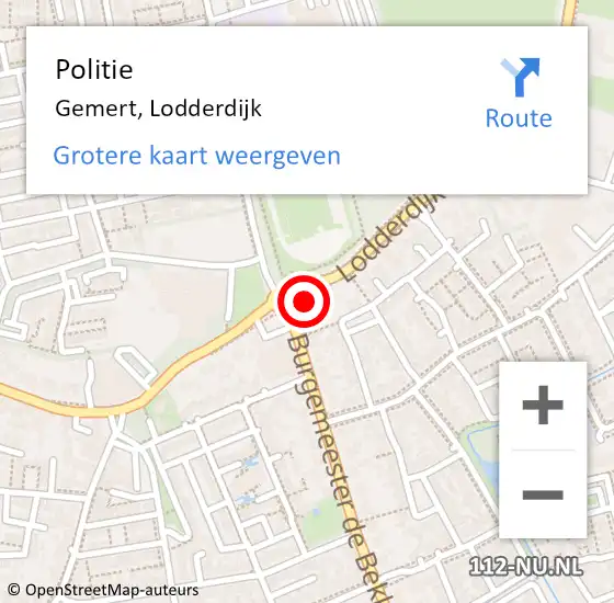 Locatie op kaart van de 112 melding: Politie Gemert, Lodderdijk op 31 maart 2017 08:55