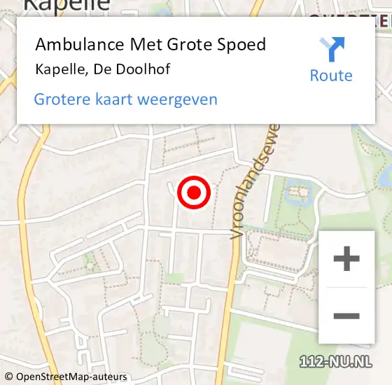 Locatie op kaart van de 112 melding: Ambulance Met Grote Spoed Naar Kapelle, De Doolhof op 31 maart 2017 11:23