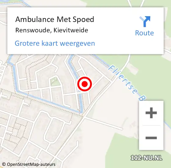 Locatie op kaart van de 112 melding: Ambulance Met Spoed Naar Renswoude, Kievitweide op 6 september 2013 20:08