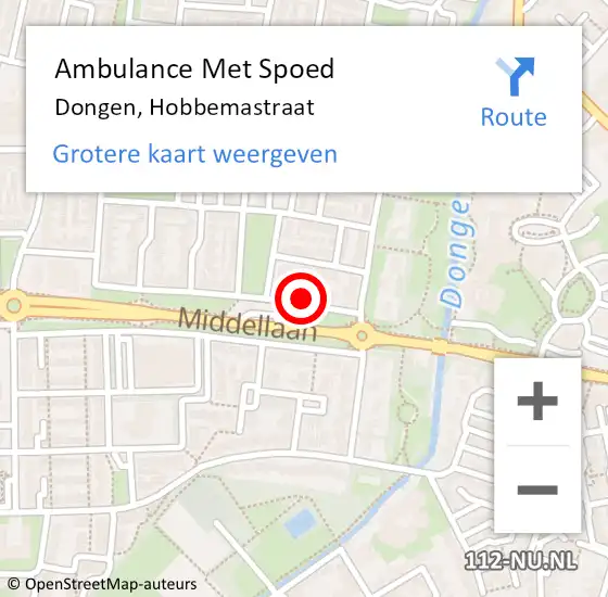 Locatie op kaart van de 112 melding: Ambulance Met Spoed Naar Dongen, Hobbemastraat op 31 maart 2017 12:09