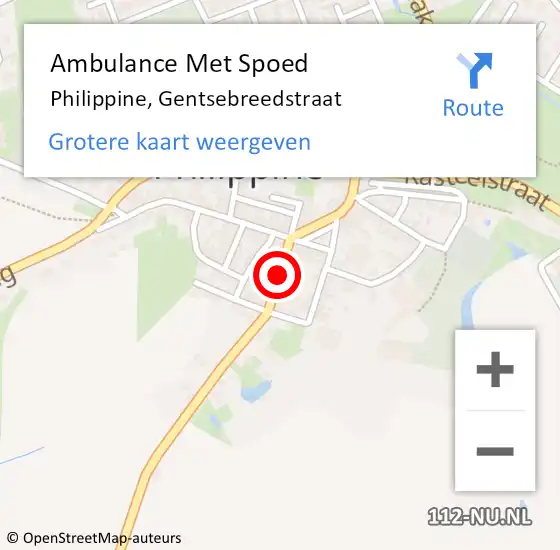 Locatie op kaart van de 112 melding: Ambulance Met Spoed Naar Philippine, Gentsebreedstraat op 31 maart 2017 12:47