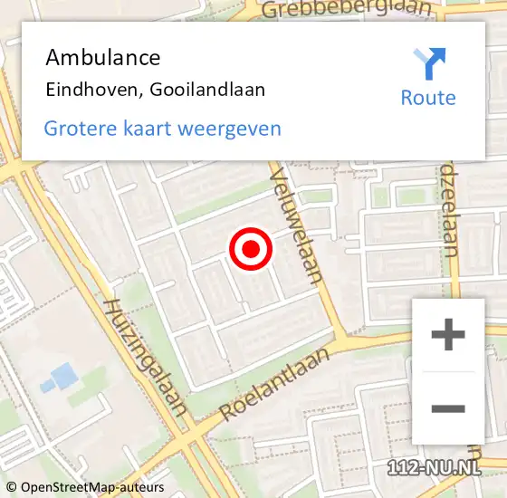 Locatie op kaart van de 112 melding: Ambulance Eindhoven, Gooilandlaan op 31 maart 2017 12:55