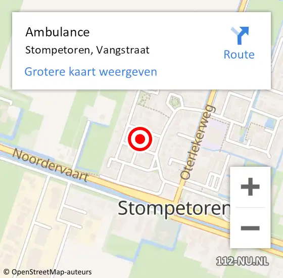 Locatie op kaart van de 112 melding: Ambulance Stompetoren, Vangstraat op 19 september 2013 12:41