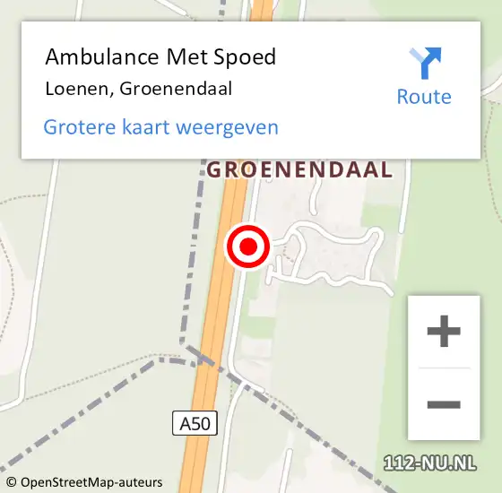 Locatie op kaart van de 112 melding: Ambulance Met Spoed Naar Loenen, Groenendaal op 31 maart 2017 13:19