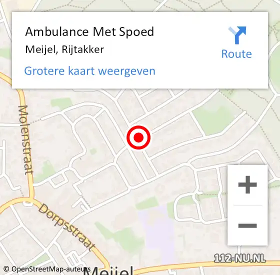 Locatie op kaart van de 112 melding: Ambulance Met Spoed Naar Meijel, Rijtakker op 31 maart 2017 13:29