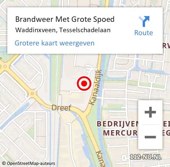 Locatie op kaart van de 112 melding: Brandweer Met Grote Spoed Naar Waddinxveen, Tesselschadelaan op 31 maart 2017 13:42