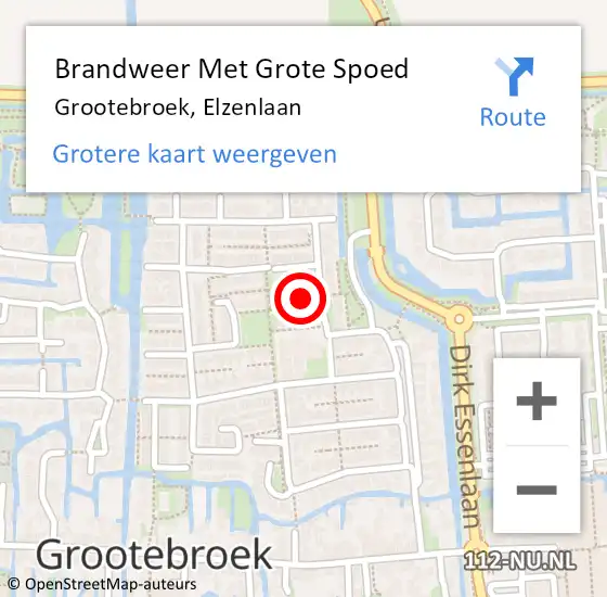 Locatie op kaart van de 112 melding: Brandweer Met Grote Spoed Naar Grootebroek, Elzenlaan op 15 januari 2014 17:32