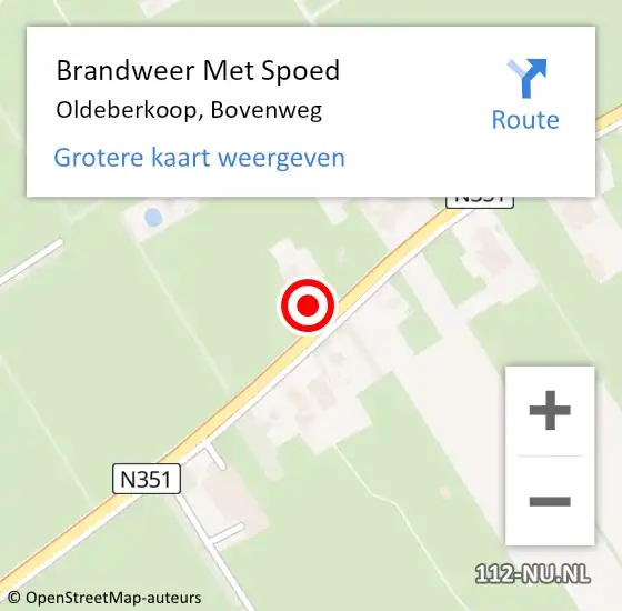 Locatie op kaart van de 112 melding: Brandweer Met Spoed Naar Oldeberkoop, Bovenweg op 31 maart 2017 16:04