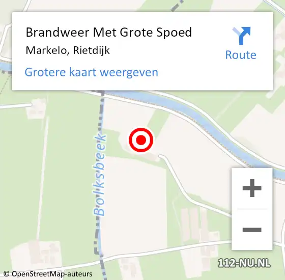 Locatie op kaart van de 112 melding: Brandweer Met Grote Spoed Naar Markelo, Rietdijk op 31 maart 2017 16:11