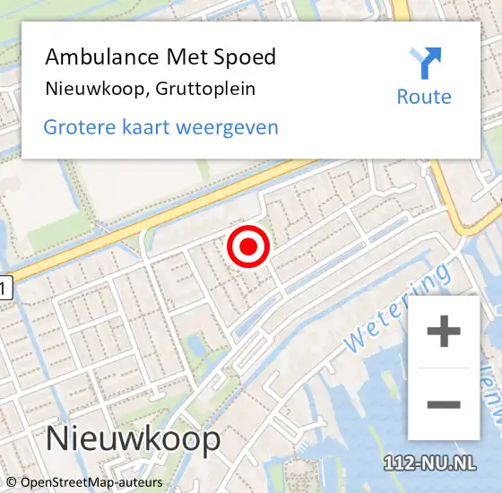 Locatie op kaart van de 112 melding: Ambulance Met Spoed Naar Nieuwkoop, Gruttoplein op 31 maart 2017 16:22