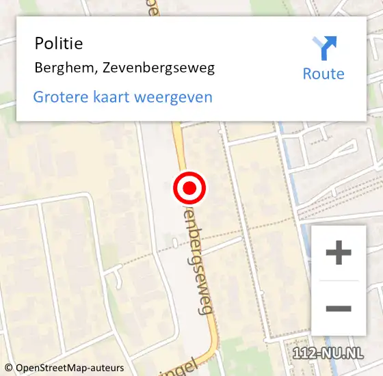 Locatie op kaart van de 112 melding: Politie Berghem, Zevenbergseweg op 31 maart 2017 16:25