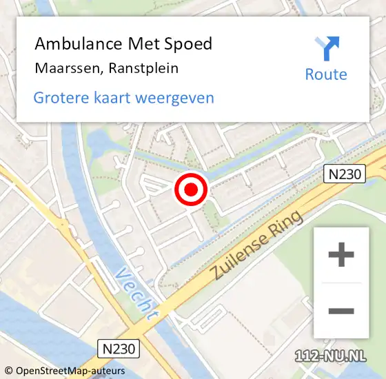 Locatie op kaart van de 112 melding: Ambulance Met Spoed Naar Maarssen, Ranstplein op 31 maart 2017 16:35