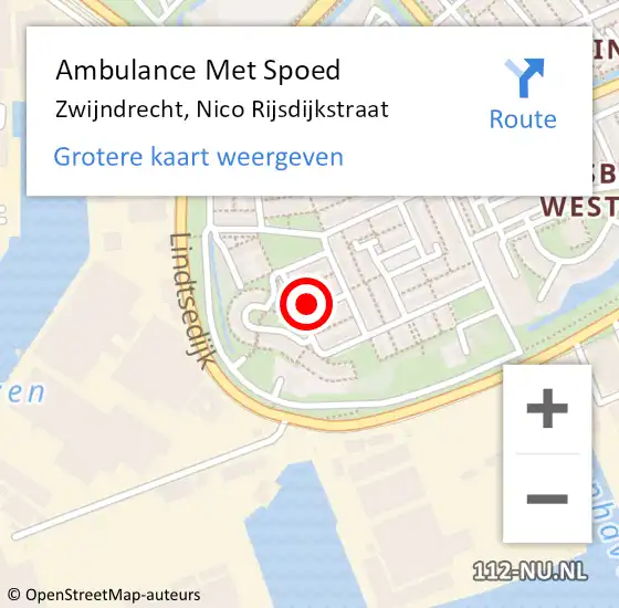 Locatie op kaart van de 112 melding: Ambulance Met Spoed Naar Zwijndrecht, Nico Rijsdijkstraat op 15 januari 2014 17:51