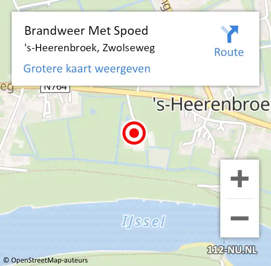 Locatie op kaart van de 112 melding: Brandweer Met Spoed Naar 's-Heerenbroek, Zwolseweg op 31 maart 2017 17:55