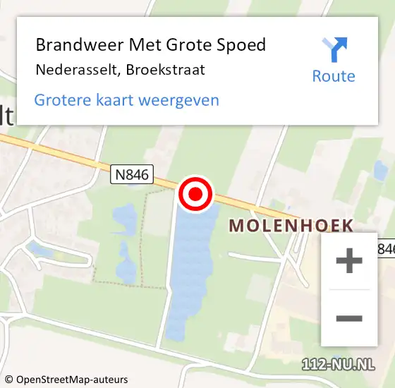 Locatie op kaart van de 112 melding: Brandweer Met Grote Spoed Naar Nederasselt, Broekstraat op 31 maart 2017 18:03
