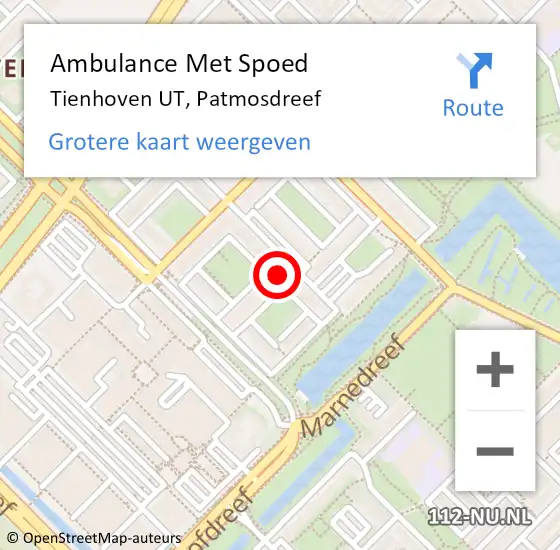 Locatie op kaart van de 112 melding: Ambulance Met Spoed Naar Tienhoven UT, Patmosdreef op 31 maart 2017 18:30