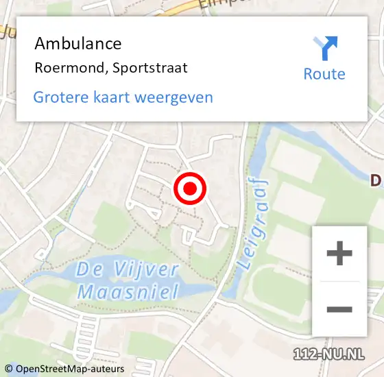 Locatie op kaart van de 112 melding: Ambulance Roermond, Sportstraat op 31 maart 2017 21:26