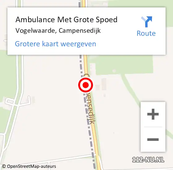 Locatie op kaart van de 112 melding: Ambulance Met Grote Spoed Naar Vogelwaarde, Campensedijk op 31 maart 2017 22:05