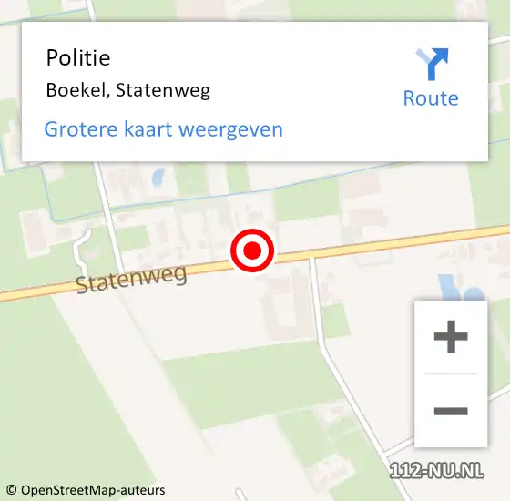 Locatie op kaart van de 112 melding: Politie Boekel, Statenweg op 31 maart 2017 22:36