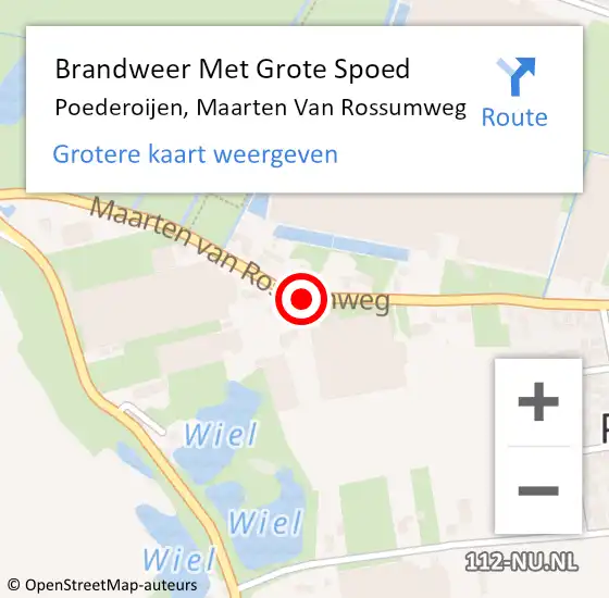 Locatie op kaart van de 112 melding: Brandweer Met Grote Spoed Naar Poederoijen, Maarten Van Rossumweg op 1 april 2017 00:24