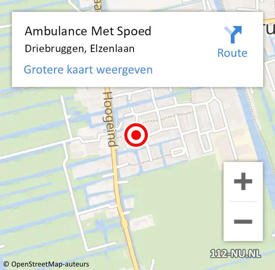 Locatie op kaart van de 112 melding: Ambulance Met Spoed Naar Driebruggen, Elzenlaan op 1 april 2017 00:25