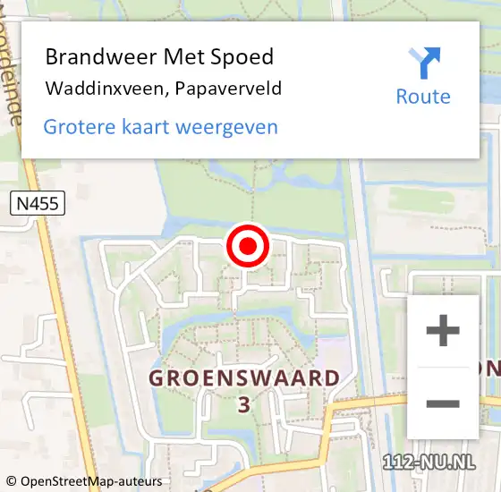 Locatie op kaart van de 112 melding: Brandweer Met Spoed Naar Waddinxveen, Papaverveld op 1 april 2017 00:48