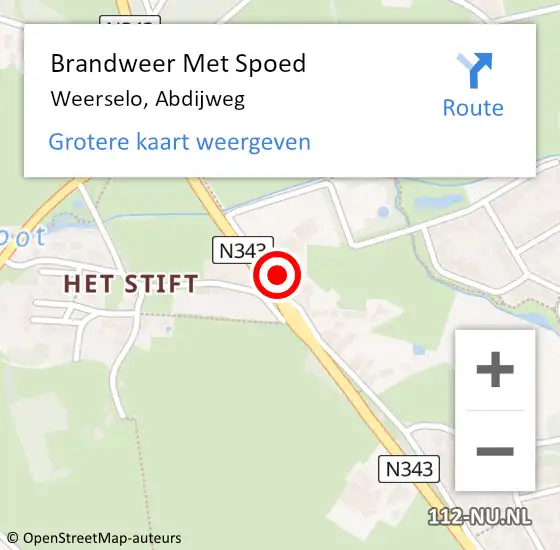 Locatie op kaart van de 112 melding: Brandweer Met Spoed Naar Weerselo, Abdijweg op 1 april 2017 02:35
