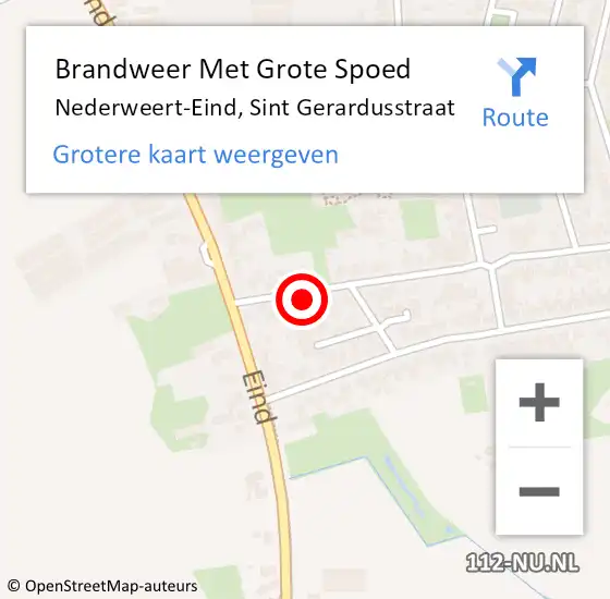 Locatie op kaart van de 112 melding: Brandweer Met Grote Spoed Naar Nederweert-Eind, Sint Gerardusstraat op 1 april 2017 02:36