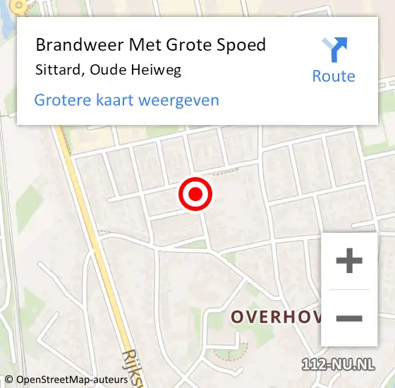 Locatie op kaart van de 112 melding: Brandweer Met Grote Spoed Naar Sittard, Oude Heiweg op 1 april 2017 03:04