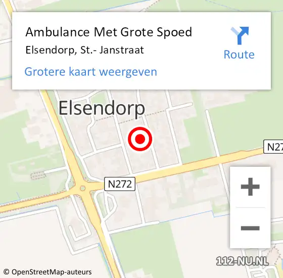 Locatie op kaart van de 112 melding: Ambulance Met Grote Spoed Naar Elsendorp, St.- Janstraat op 1 april 2017 03:09