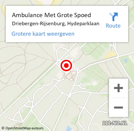 Locatie op kaart van de 112 melding: Ambulance Met Grote Spoed Naar Driebergen-Rijsenburg, Hydeparklaan op 1 april 2017 05:04