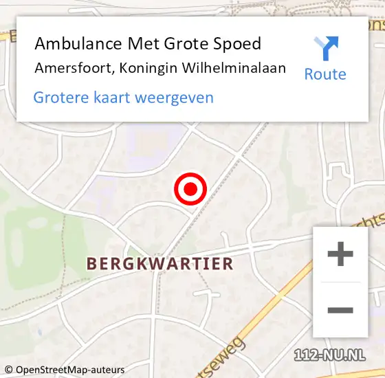 Locatie op kaart van de 112 melding: Ambulance Met Grote Spoed Naar Amersfoort, Koningin Wilhelminalaan op 1 april 2017 05:04