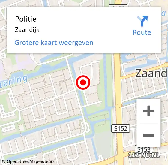 Locatie op kaart van de 112 melding: Politie Zaandijk op 1 april 2017 05:06