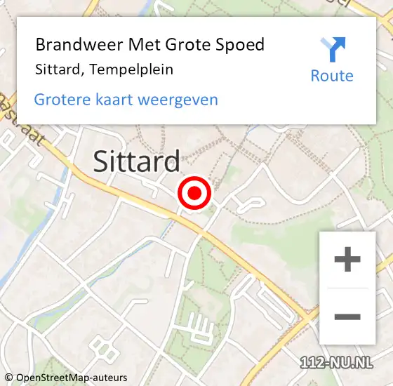 Locatie op kaart van de 112 melding: Brandweer Met Grote Spoed Naar Sittard, Tempelplein op 1 april 2017 05:56